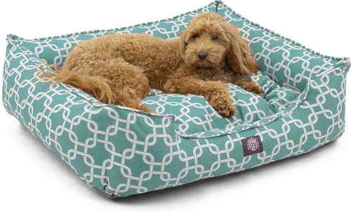 Show full view: Majestic Pet Contemp Lounge Links Bolster Dog Bed with Removable Cover, Teal, Small slide 2 of 6