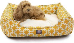 Majestic Pet Contemp Lounge Links Bolster Dog Bed with Removable Cover, Yellow, Small