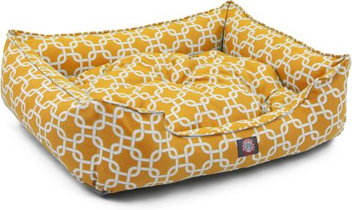 Show full view: Majestic Pet Contemp Lounge Links Bolster Dog Bed with Removable Cover, Yellow, Small slide 4 of 6