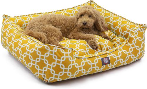 Show full view: Majestic Pet Contemp Lounge Links Bolster Dog Bed with Removable Cover, Yellow, Small slide 2 of 6