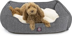 Majestic Pet Contemp Lounge Palette Heathered Bolster Dog Bed with Removable Cover, Black, Small