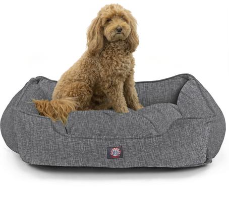 Show full view: Majestic Pet Contemp Lounge Palette Heathered Bolster Dog Bed with Removable Cover, Black, Small slide 2 of 6