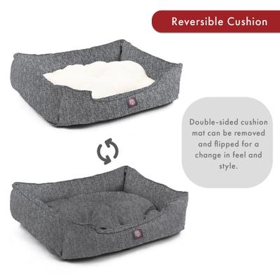 Show full view: Majestic Pet Contemp Lounge Palette Heathered Bolster Dog Bed with Removable Cover, Black, Small slide 5 of 6