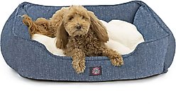 Majestic Pet Contemp Lounge Palette Heathered Bolster Dog Bed with Removable Cover, Blue, Small