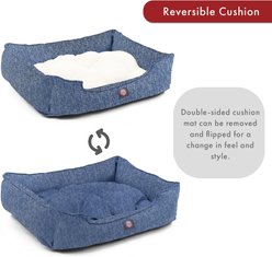 Majestic Pet Contemp Lounge Palette Heathered Bolster Dog Bed with Removable Cover, Blue, Small slide 2 of 6