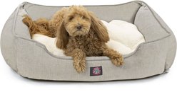 Majestic Pet Contemp Lounge Palette Heathered Bolster Dog Bed with Removable Cover, Tan, Small