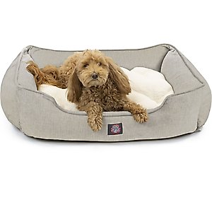 Majestic Pet Contemp Lounge Palette Heathered Bolster Dog Bed with Removable Cover, Tan, Small