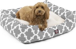 Majestic Pet Contemp Lounge Trellis Bolster Dog Bed with Removable Cover, Gray, Small