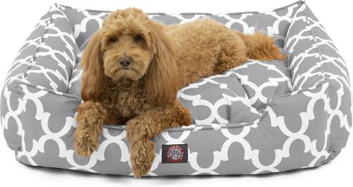 Show full view: Majestic Pet Contemp Lounge Trellis Bolster Dog Bed with Removable Cover, Gray, Small slide 2 of 6