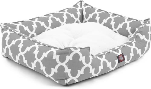 Show full view: Majestic Pet Contemp Lounge Trellis Bolster Dog Bed with Removable Cover, Gray, Small slide 3 of 6