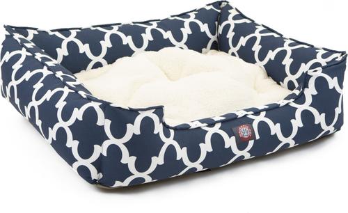 Show full view: Majestic Pet Contemp Lounge Trellis Bolster Dog Bed with Removable Cover, Navy Blue, Small slide 3 of 6