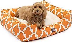 Majestic Pet Contemp Lounge Trellis Bolster Dog Bed with Removable Cover, Peach, Small