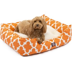 Majestic Pet Contemp Lounge Trellis Bolster Dog Bed with Removable Cover, Peach, Small