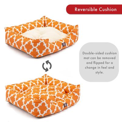 Show full view: Majestic Pet Contemp Lounge Trellis Bolster Dog Bed with Removable Cover, Peach, Small slide 5 of 6