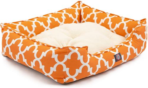 Show full view: Majestic Pet Contemp Lounge Trellis Bolster Dog Bed with Removable Cover, Peach, Small slide 4 of 6