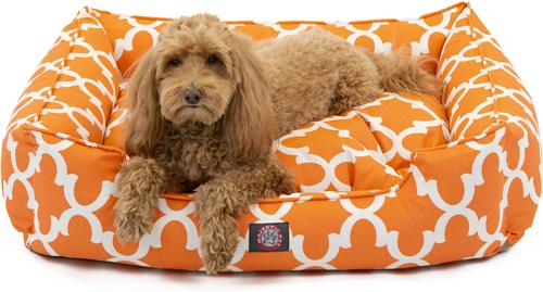 Show full view: Majestic Pet Contemp Lounge Trellis Bolster Dog Bed with Removable Cover, Peach, Small slide 2 of 6