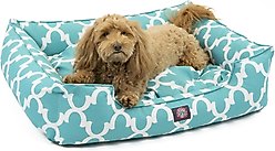 Majestic Pet Contemp Lounge Trellis Bolster Dog Bed with Removable Cover, Teal, Small slide 2 of 6