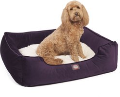 Majestic Pet Contemp Lounge Velvet Bolster Dog Bed with Removable Cover, Amethyst, Small