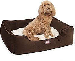 Majestic Pet Contemp Lounge Velvet Bolster Dog Bed with Removable Cover, Espresso, Small slide 1 of 6