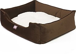 Majestic Pet Contemp Lounge Velvet Bolster Dog Bed with Removable Cover, Espresso, Small slide 2 of 6