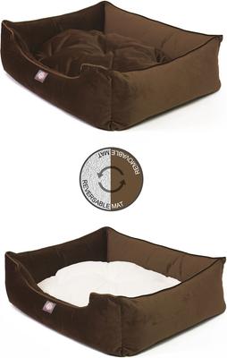 Show full view: Majestic Pet Contemp Lounge Velvet Bolster Dog Bed with Removable Cover, Espresso, Small slide 5 of 6