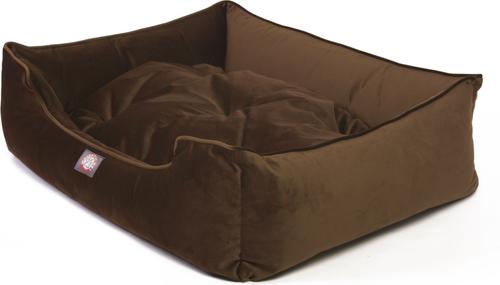 Show full view: Majestic Pet Contemp Lounge Velvet Bolster Dog Bed with Removable Cover, Espresso, Small slide 4 of 6