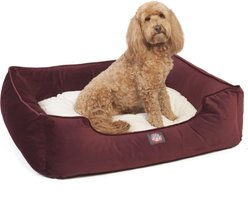Majestic Pet Contemp Lounge Velvet Bolster Dog Bed with Removable Cover, Maroon, Small
