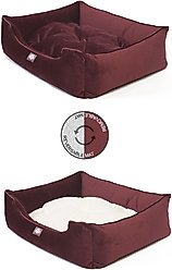 Majestic Pet Contemp Lounge Velvet Bolster Dog Bed with Removable Cover, Maroon, Small slide 2 of 6