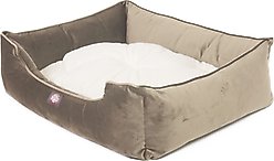 Majestic Pet Contemp Lounge Velvet Bolster Dog Bed with Removable Cover, Smoke, Small slide 2 of 6
