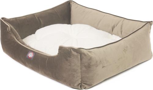Show full view: Majestic Pet Contemp Lounge Velvet Bolster Dog Bed with Removable Cover, Smoke, Small slide 4 of 7