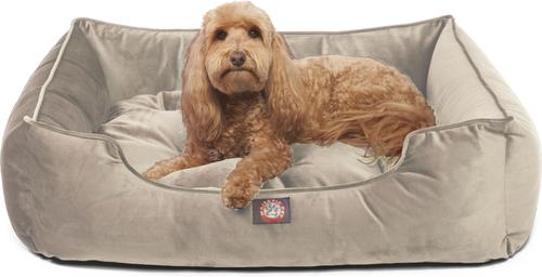 Show full view: Majestic Pet Contemp Lounge Velvet Bolster Dog Bed with Removable Cover, Smoke, Small slide 3 of 7