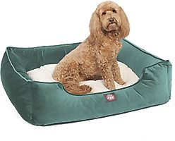 Majestic Pet Contemp Lounge Velvet Bolster Dog Bed with Removable Cover, Turquoise, Small