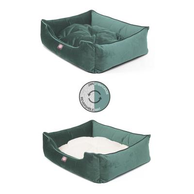Show full view: Majestic Pet Contemp Lounge Velvet Bolster Dog Bed with Removable Cover, Turquoise, Small slide 5 of 6