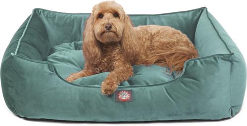 Show full view: Majestic Pet Contemp Lounge Velvet Bolster Dog Bed with Removable Cover, Turquoise, Small slide 2 of 6