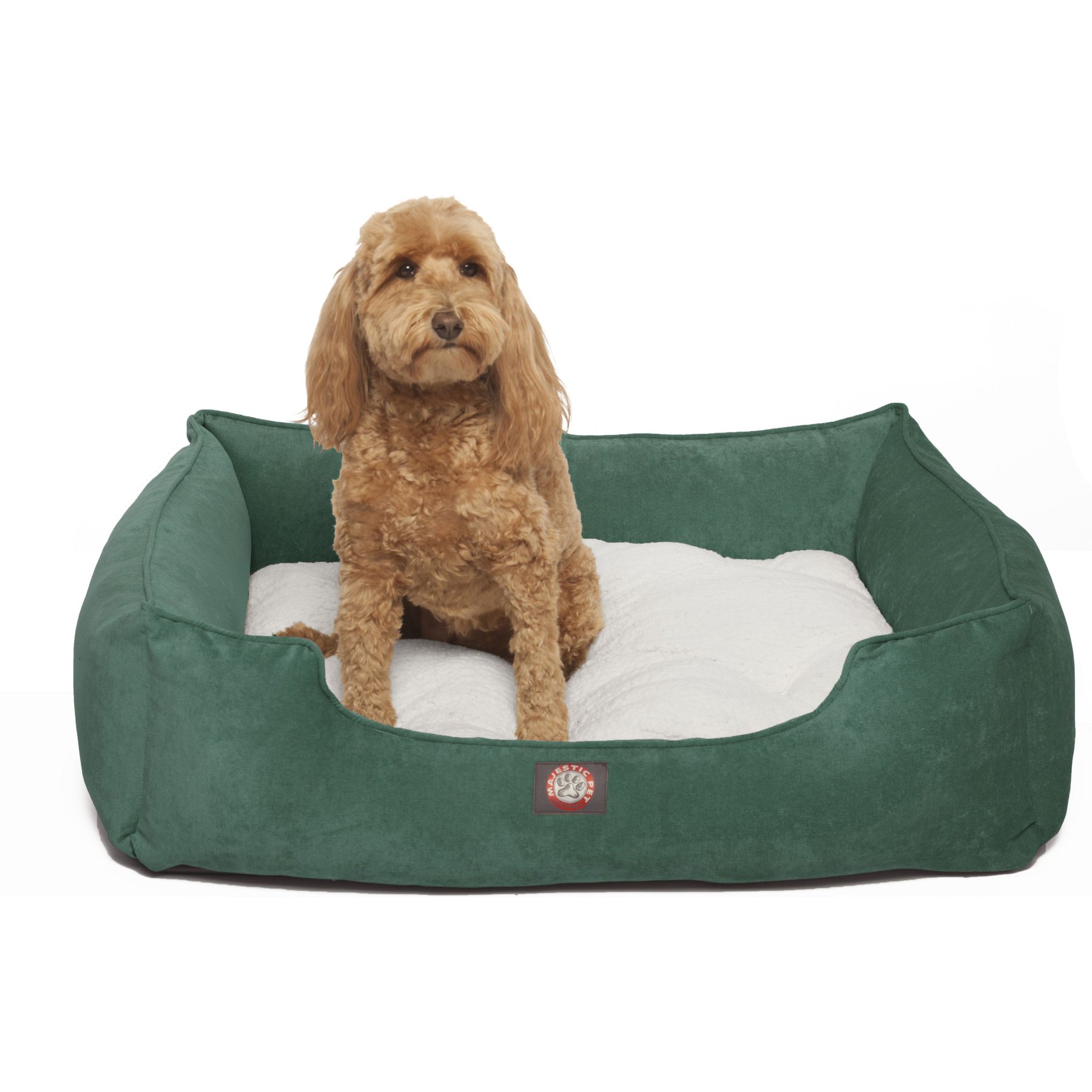 Majestic Pet Contemp Lounge Villa Bolster Dog Bed with Removable Cover, Marine, Small
