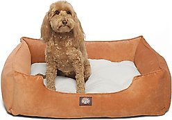 Majestic Pet Contemp Lounge Villa Bolster Dog Bed with Removable Cover, Orange, Small