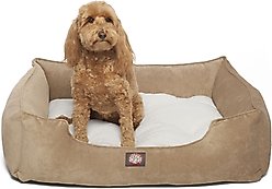 Majestic Pet Contemp Lounge Villa Bolster Dog Bed with Removable Cover, Pearl, Small