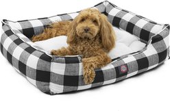 Majestic Pet Contemporary Lounge Anderson Check Bolster Dog Bed with Removable Cover, Black, Large