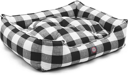 Show full view: Majestic Pet Contemporary Lounge Anderson Check Bolster Dog Bed with Removable Cover, Black, Large slide 3 of 3