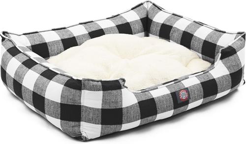 Show full view: Majestic Pet Contemporary Lounge Anderson Check Bolster Dog Bed with Removable Cover, Black, Large slide 2 of 3