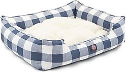 Majestic Pet Contemporary Lounge Anderson Check Bolster Dog Bed with Removable Cover, Blue, Large slide 2 of 3