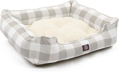 Show full view: Majestic Pet Contemporary Lounge Anderson Check Bolster Dog Bed with Removable Cover, Grey, Large slide 3 of 4