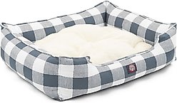 Majestic Pet Contemporary Lounge Anderson Check Bolster Dog Bed with Removable Cover, Gunmetal Blue, Large slide 2 of 3