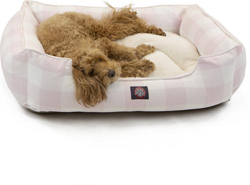 Show full view: Majestic Pet Contemporary Lounge Anderson Check Bolster Dog Bed with Removable Cover, Pink, Large slide 2 of 4