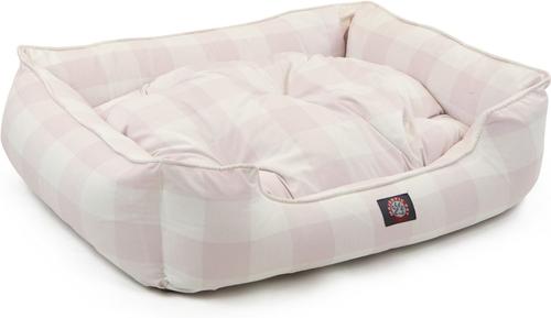Show full view: Majestic Pet Contemporary Lounge Anderson Check Bolster Dog Bed with Removable Cover, Pink, Large slide 4 of 4