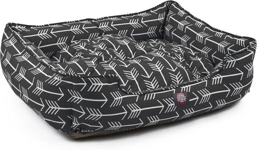 Show full view: Majestic Pet Contemporary Lounge Arrow Bolster Dog Bed with Removable Cover, Black/White Arrows, Medium slide 4 of 5