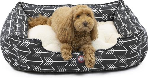Show full view: Majestic Pet Contemporary Lounge Arrow Bolster Dog Bed with Removable Cover, Black/White Arrows, Medium slide 3 of 5