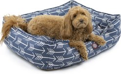 Majestic Pet Contemporary Lounge Arrow Bolster Dog Bed with Removable Cover, Blue/White Arrows, Large