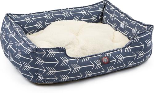 Show full view: Majestic Pet Contemporary Lounge Arrow Bolster Dog Bed with Removable Cover, Blue/White Arrows, Large slide 4 of 5