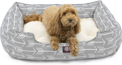 Show full view: Majestic Pet Contemporary Lounge Arrow Bolster Dog Bed with Removable Cover, Grey/White Arrows, Large slide 2 of 4